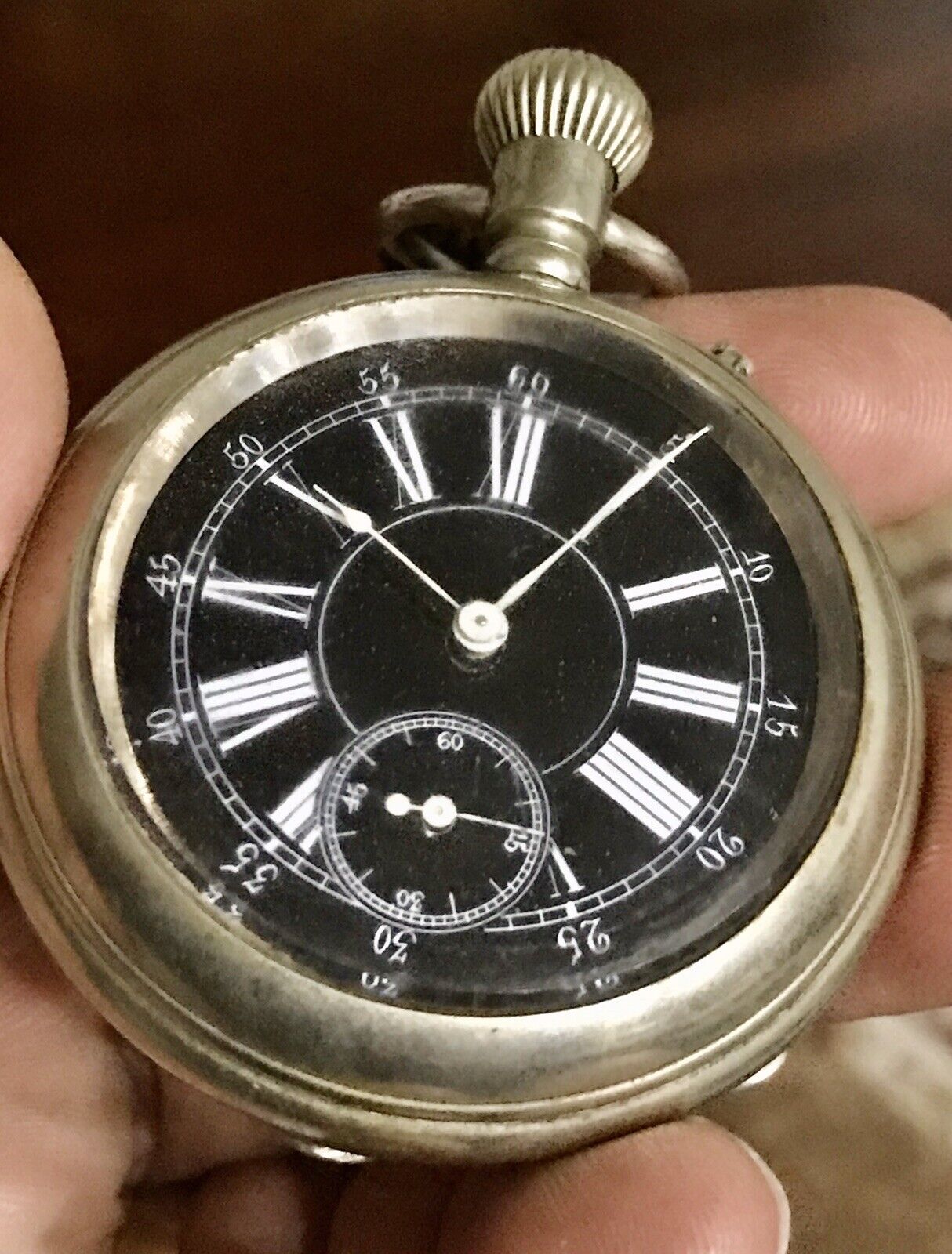 Vintage Centennial Pocket Watch W/ Roman Numbers Silver Tone