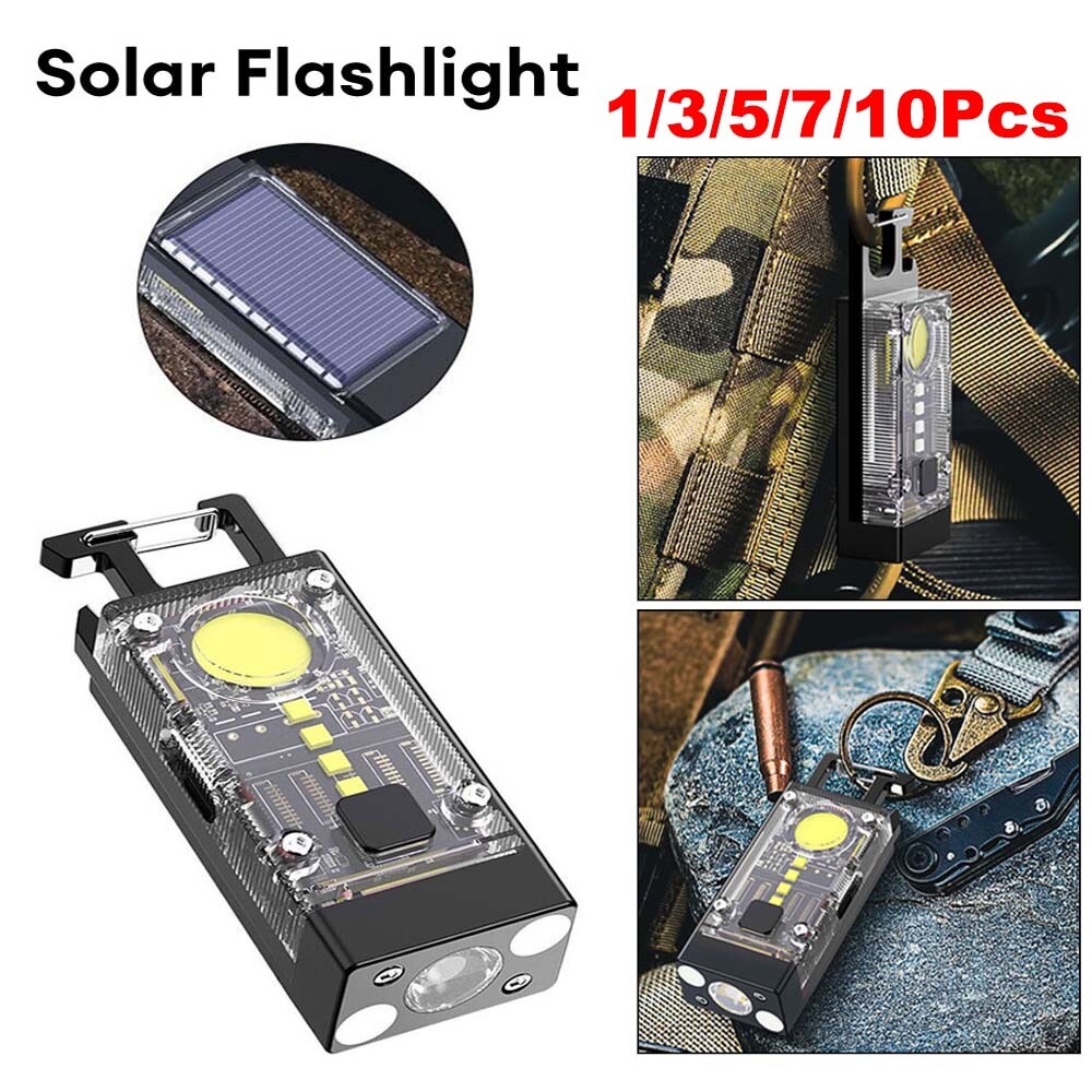 1-10x Mini COB Flashlight USB Rechargeable Keychain Work Light Torch