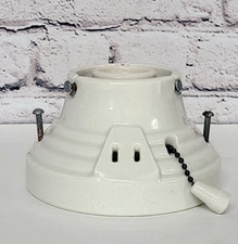 VTG NOS Deco JI Paulding Porcelain Pull Chain Wall Bracket Sconce w/Outlet 1750
