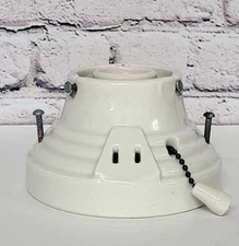 VTG NOS Deco JI Paulding Porcelain Pull Chain Wall Bracket Sconce w/Outlet 1750