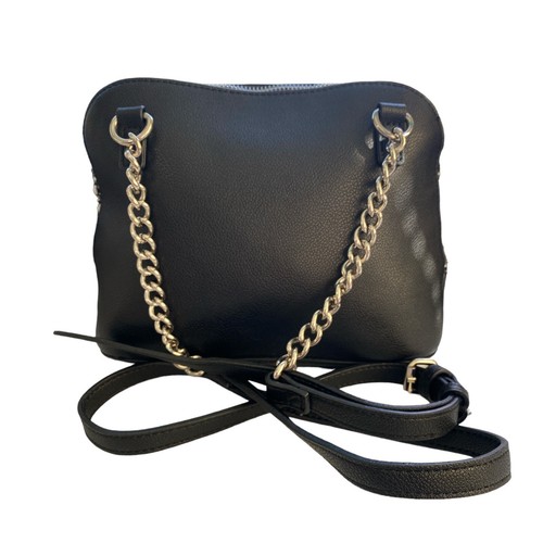 Anne Klein Handtasche Tweed & Leder schwarz Crossbody klein mit silbernen Details/Kette - Bild 3 von 7