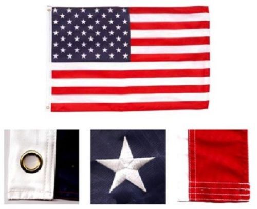This 8x12 ft American Flag For Outside, 100% in USA Strongest, Longest Lasting, Heavy Duty 420D Nylon, Embroidered Stars, Sewn Stripes, Brass Grommets Perfect for Outdoors! Premium US Flag
