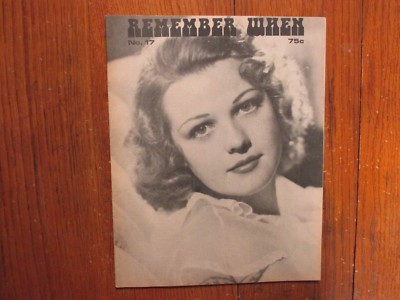 1974 REMEMBER WHEN Magazine(JEAN  ROGERS/THE  DEATH  OF  TEX  RITTER/ZANE  GREY)