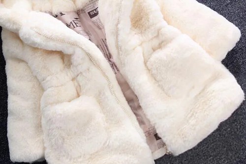Autumn and Winter Girls' Solid Color Hooded Plush and Thick Warm Jacket Cotton - Picture 18 of 23