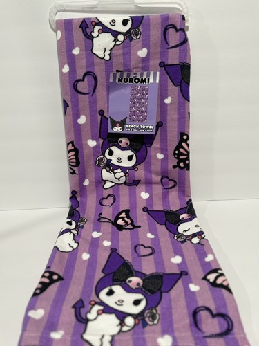 Sanrio Kuromi Super Soft Lightweight Beach Bath Towel, Purple - Picture 5 of 5