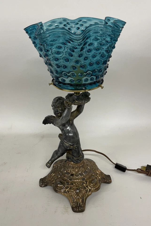 Lámpara de gas querubín ángel victoriano convertida a eléctrica Foto 4 de 4