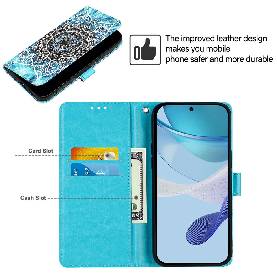 Printed Flower Tiger Wallet Cover Case for Motorola G84 G34 G54 G24 E14 G Stylus - Image 3 of 4