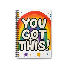 Spiral Notebook Student Journal Positive Marker Rainbow  You Got This  