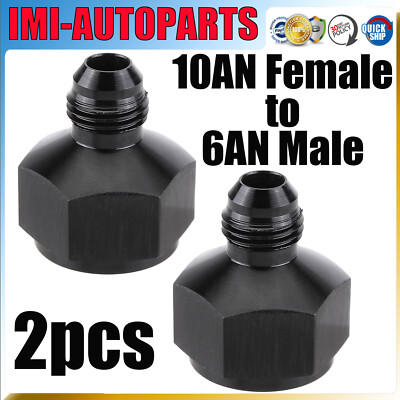 2x 10AN Female to 6AN Male Reducer Fitting Adapter Precise Threads Tight Sealing