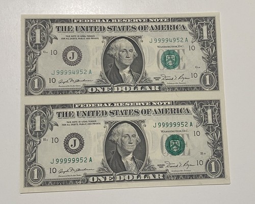 Error heavy ink Seal Uncut 1981 $1 Bill high Level Number 99999952 Super Rare - Picture 4 of 5