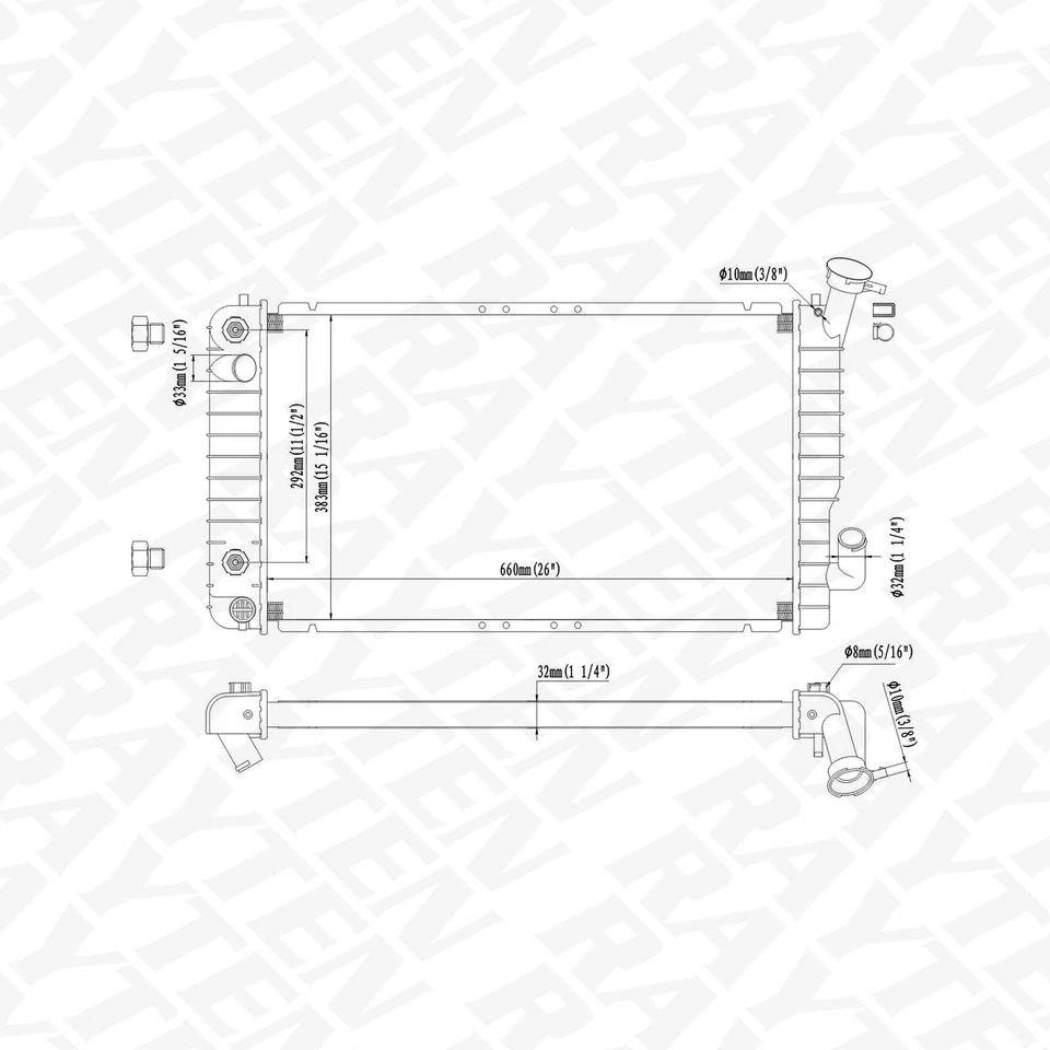Radiador para Chevrolet Beretta 3.1 V6; 1990-1991 Foto 2 de 4