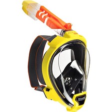 Used Ocean Reef ARIA QR Full Face Snorkeling Mask-Yellow-Medium/Large