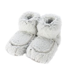 Image of Warmies Microwavable Slipper Boots Lavender Scented One Size Marshmallow Grey