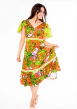 Alden Adair Diana Jungle Cruise Midi Dress Sz M Vacation Resort Tropical $392