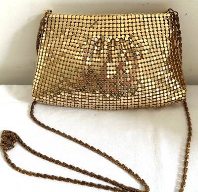 Vintage Gold Mesh Abendtasche Handtasche Schultertasche Kette Riemen