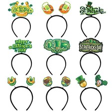 9pcs St Patrick's Day Headbands Headwear Green Irish Accessories for Women Men