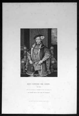 1860 London Printing Co. Antique Print Portrait of King Edward VI