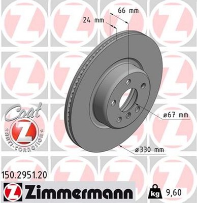 2x ZIMMERMANN Bremsscheibe COAT Z 150.2951.20 für G08 X3 BMW G30 G31 F90 5er G01