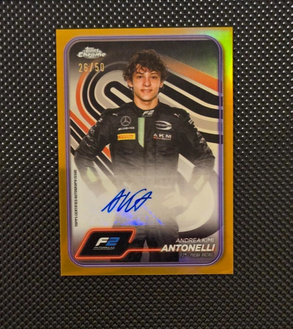 2024 Topps Chrome F1 Andrea Kimi Antonelli Auto Refractor Orange /50 KIMI