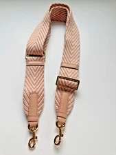 MARC JACOBS LOGO Groove 2.0 Pink Rose Webbing Shoulder Crossbody Strap Gold HW