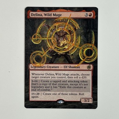 MTG altered hand painted Magic Delina, Wild Mage Spell Casting Effect, Commander