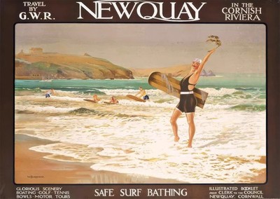 Vintage Newquay Strand Wandkunst K�stendekor Druck Strand Szene Wandku