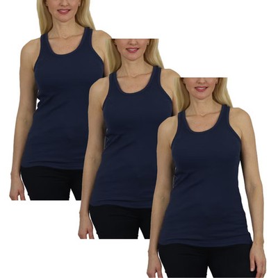 Galaxy By Harvic Women Loose Fit Ribbed Tank Top-3 Pack
