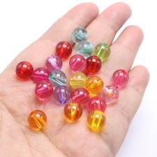 100 Mixed Colour Transparent Acrylic Round Bead 10mm 3/8" Smooth Ball Kid Craft