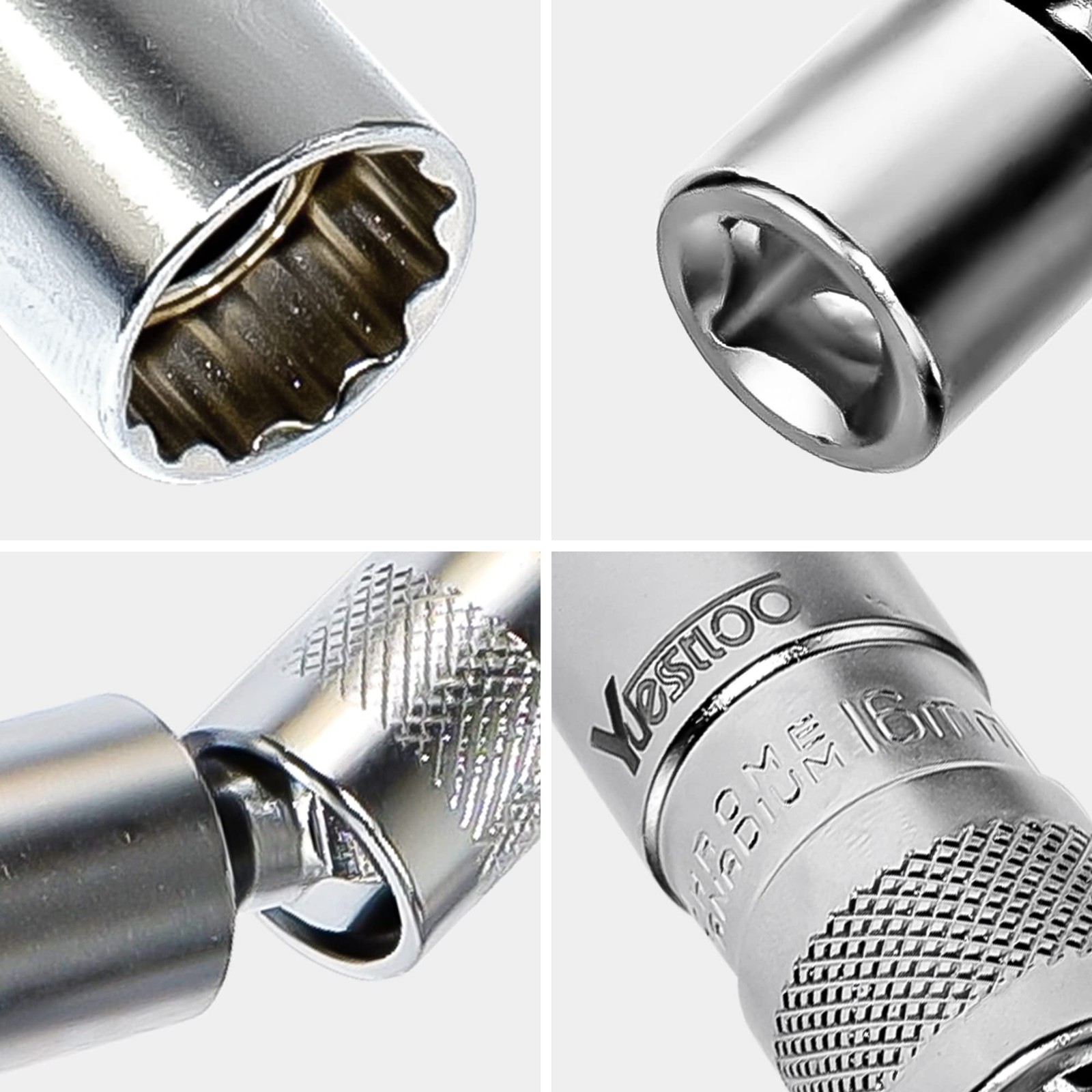 Yuesstloo 14mm  16mm Magnetic Swivel Spark Plug Socket, 2 Pcs Thin Wall 3/8 I...