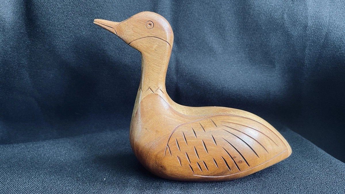 古董木制雕刻手工雕刻木鸭玩偶| eBay