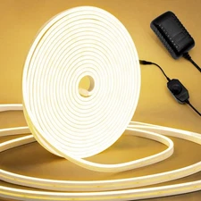 LED Neon Rope Lights, 32.8Ft Warm White Dimmable Led Strip Lights, DIY Flexib...