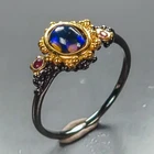Fine Art ring Natural Black Opal Ring 925 Sterling Silver Size 7.5 /R473172