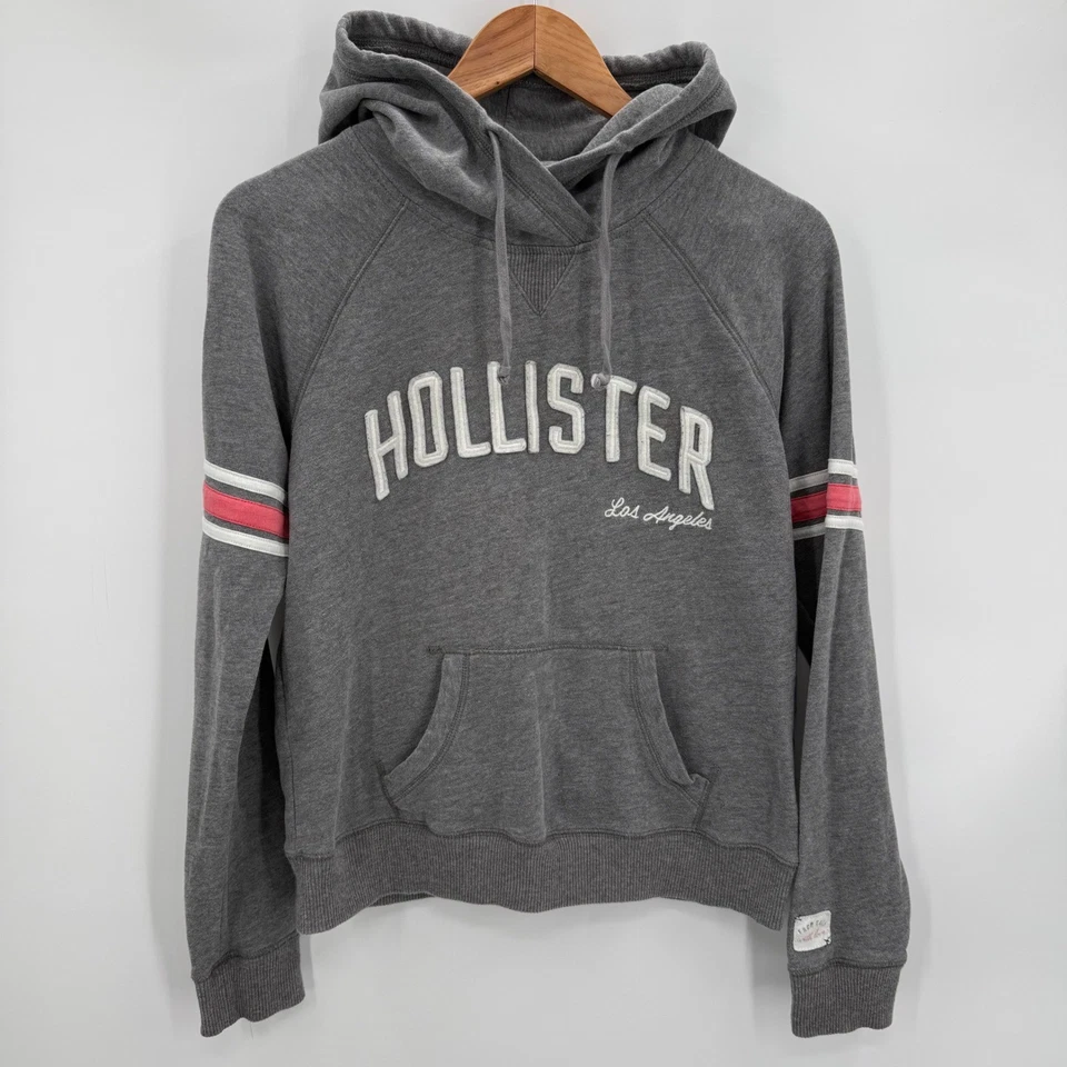 Hollister California Gris Sudadera con Capucha Los Ángeles Gráfico Sudadera Mujer Ubicación Foto 2 de 4