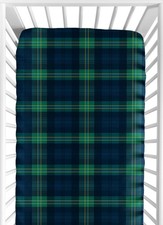 Sweet Jojo Designs Green Gingham Plaid Fitted Crib Sheet - Boys/Girls