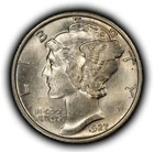1927 10c Mercury Silver Dime - UNC - SKU-Z6771