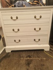 Vintage retro Antique Style Wooden Chest Of Drawers Painted White Shabby Chic