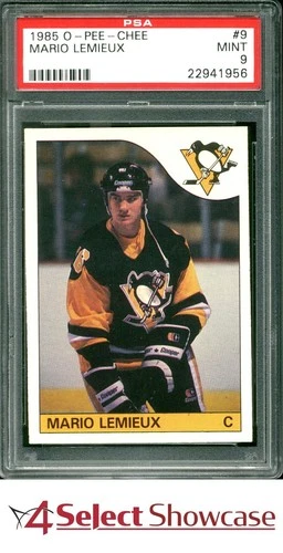 1985 O-PEE-CHEE #9 MARIO LEMIEUX RC PENGUINS HOF PSA 9