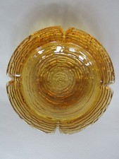 MCM Vintage Spiral Ashtray Amber Yellow Color Art Glass 6.25"