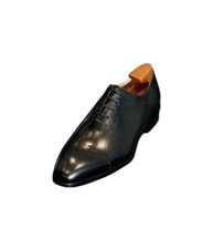 Handmade Black Genuine Leather Oxford Lace Up Cap Toe Dress Office Shoes For Men
