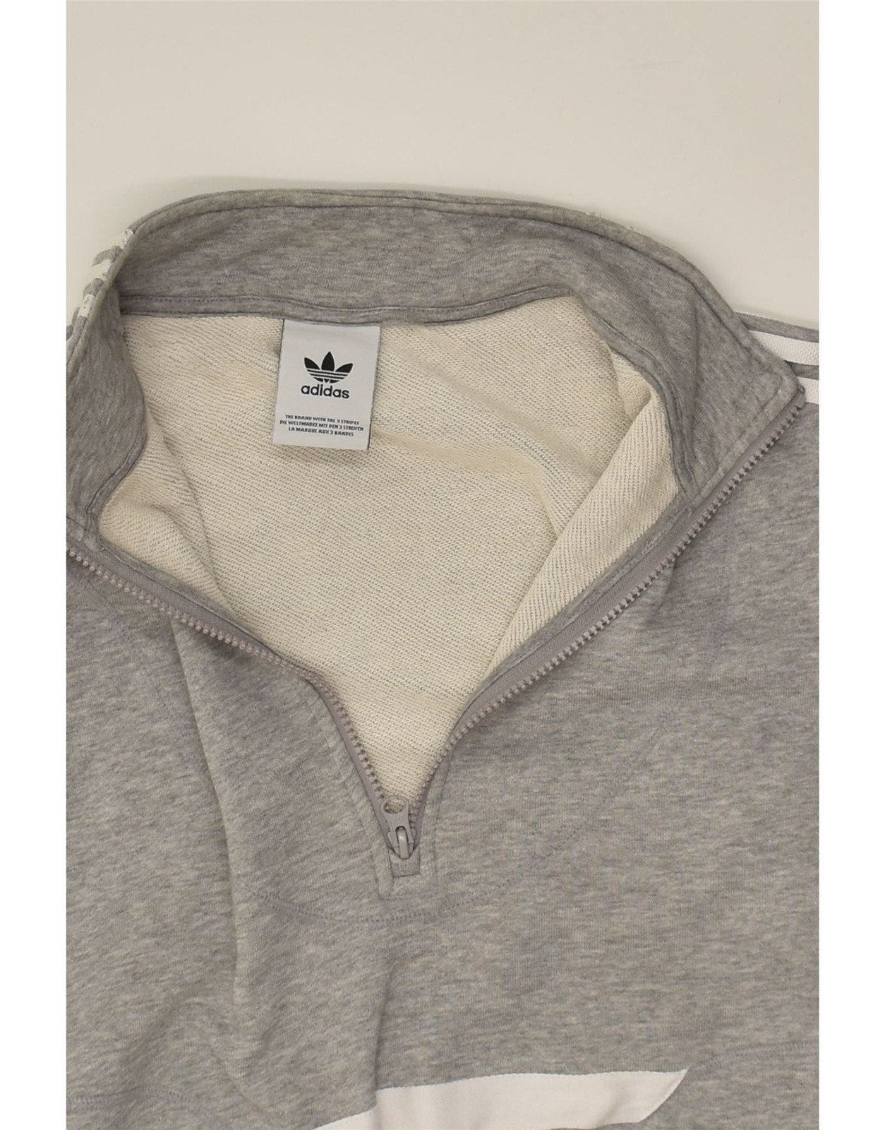 ADIDAS Womens Zip Neck Sweatshirt Jumper UK 16 Large Grey Cotton AD08 thumbnail 3