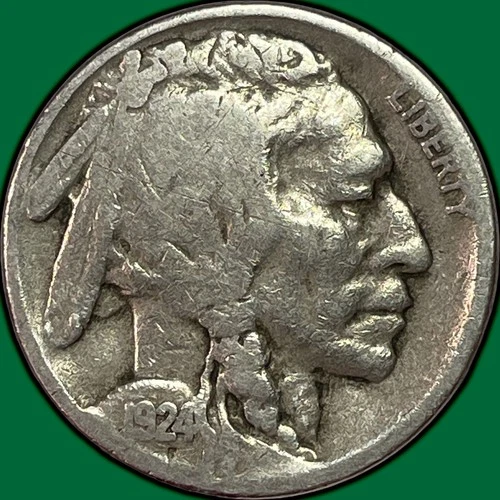 1924-S Buffalo Nickel Very Good VG Coin, Faint Scratch #38514