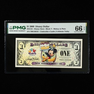 2009 Disney Dollar 1 Dollar Disney Store PMG 66 EPQ Gem UNC 02