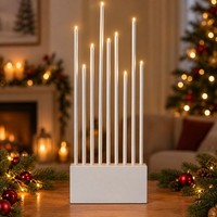 KerzenstäNder Weihnachten Holz Tischlampe Fensterdeko Advent LED Weiß H 60 Cm