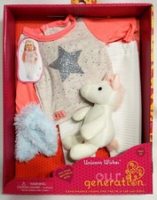 Our Generation Unicorn Wishes Pajamas Slipper Socks  Plush Outfit for 18" Dolls