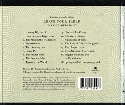 Natalie Merchant - (Selections From The Album) Leave Your Sleep (CD) - Picture 2 of 2