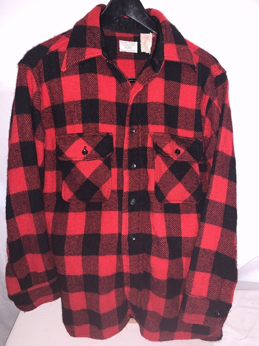 Vintage JC Penny Towncraft Red/black plaid wool shirt. Made