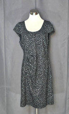 Ann Taylor - Black and Gray Animal Print Cap Sleeves Sheath Lined Dress - 14