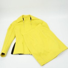 Thierry Mugler Vintage Setup Woman Jacket Skirt Yellow Wool Size 9 With Hanger