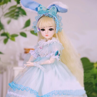 24 inch Girl Doll Toy 18 Joints Body with Dress Shoes Headwear Full Set BJD Doll