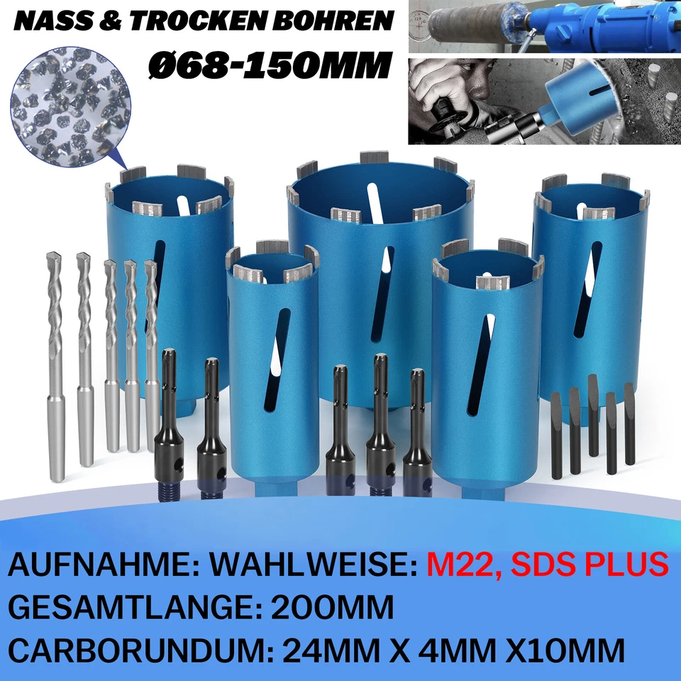 Diamantbohrkrone L 460 mm Ø 52-200mm Nass+Trocken Dosenbohrer Kernbohrer SDS - Bild 4 von 4